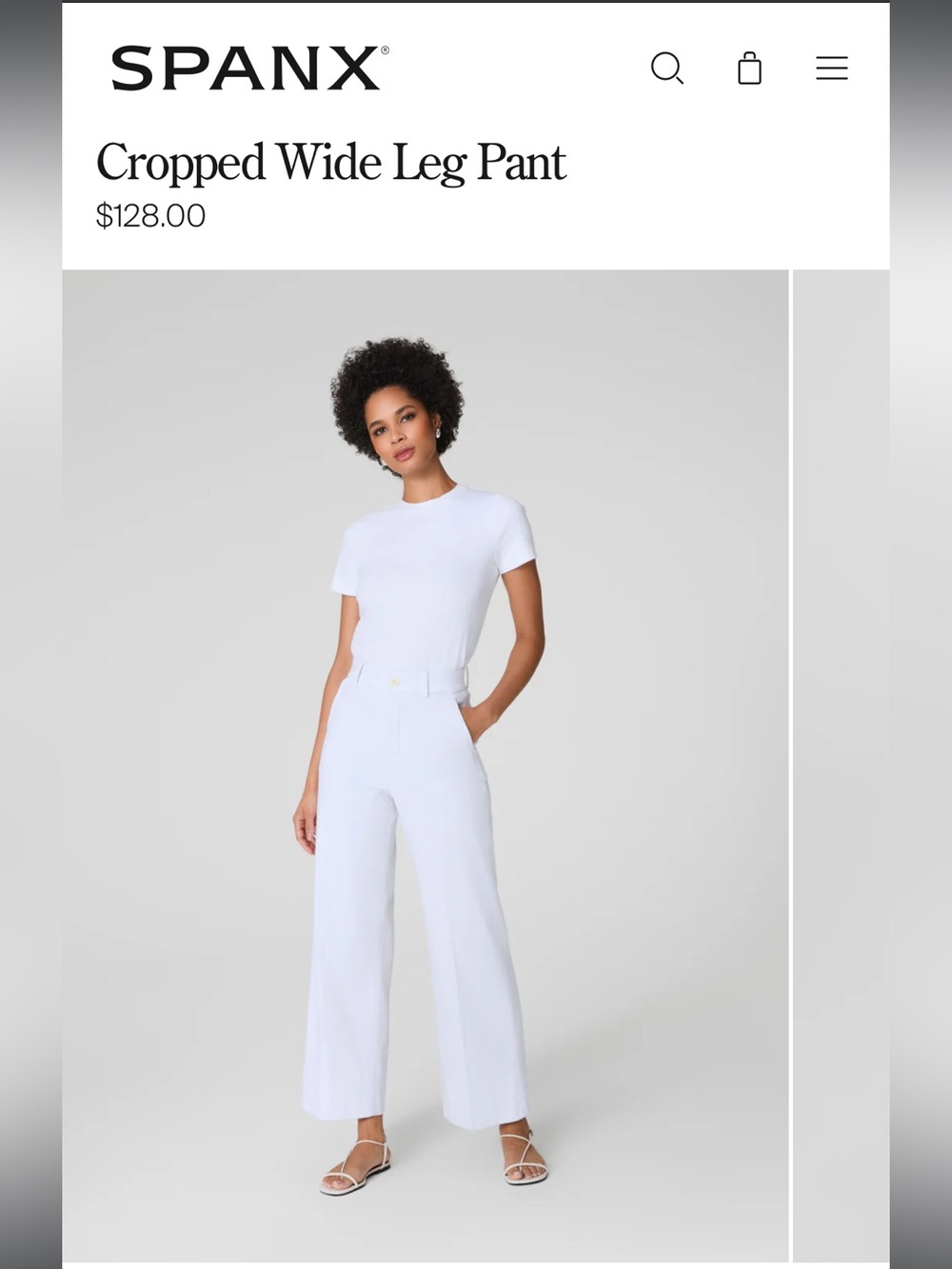 Spanx Cropped Wide Leg Pant - White
